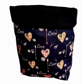 Hyggepose / Sovepose Sort m/Love hjerter