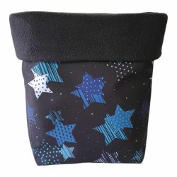 Hyggepose / Sovepose - Sort m/bl stjerner i Softshell