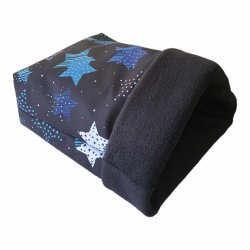Hyggepose / Sovepose - Sort m/bl stjerner i Softshell