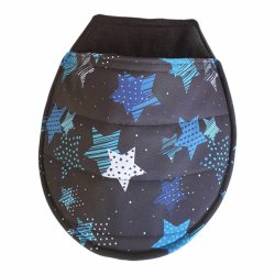 Sutsko/Hule,Sort stof m/bl stjerner iSoftshell