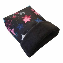 Hyggepose / Sovepose - Sort m/bl og pink stjerner i Softshell