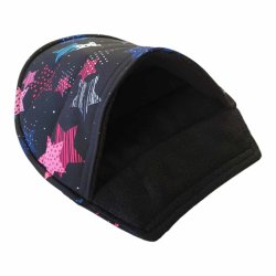 Sutsko/Hule,Sort stof m/bl og pink stjerner iSoftshell